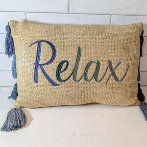 Relax Decorative Boho Pillow with Tassels Size 17.5"X11"
